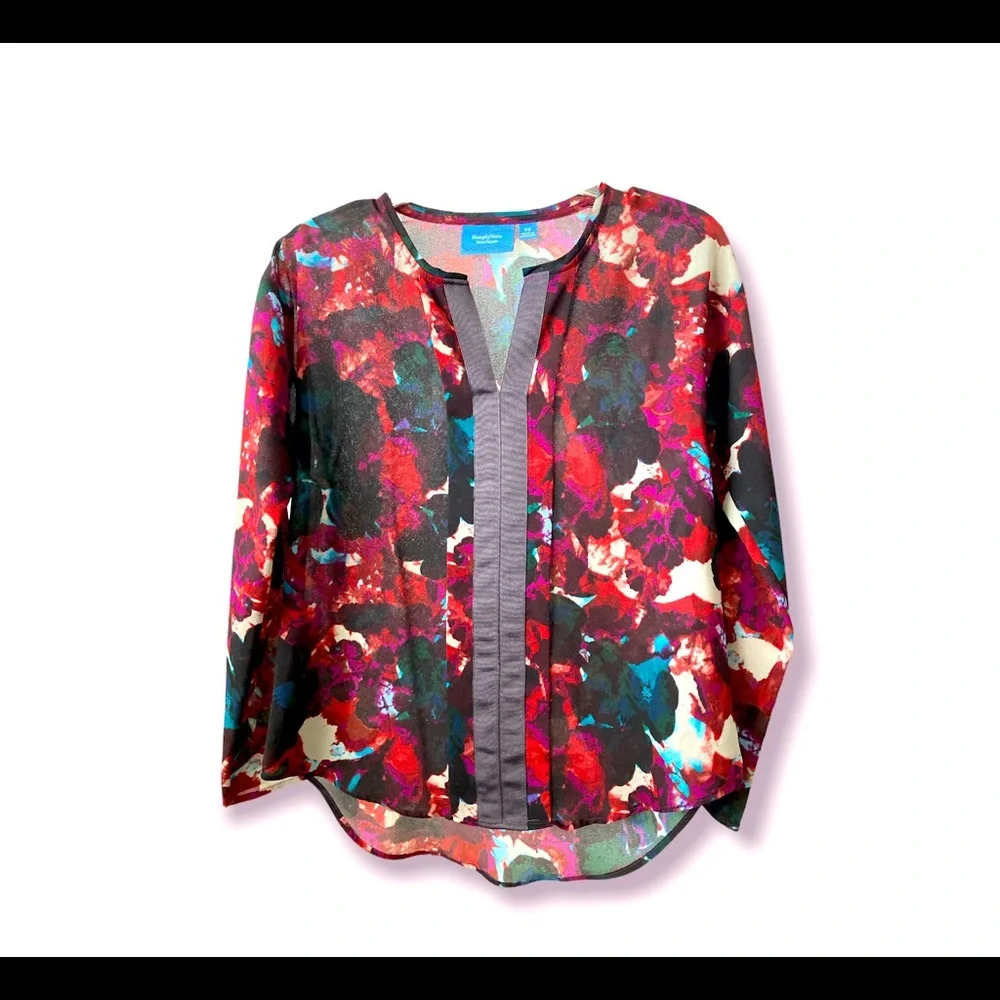 Simply Vera Floral Long Sleeves V Neck Top PS